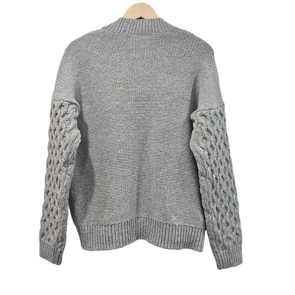 Gap Womens Chunky Knit Grey Cardigan Slouchy Drop Shoulder Open Front - Picture 2 of 5